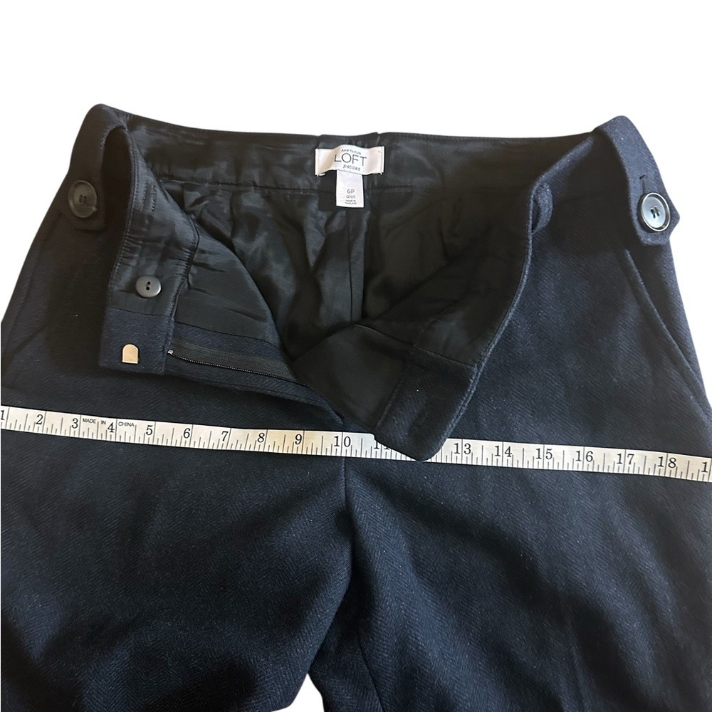 LOFT Navy Button-Accent Trousers